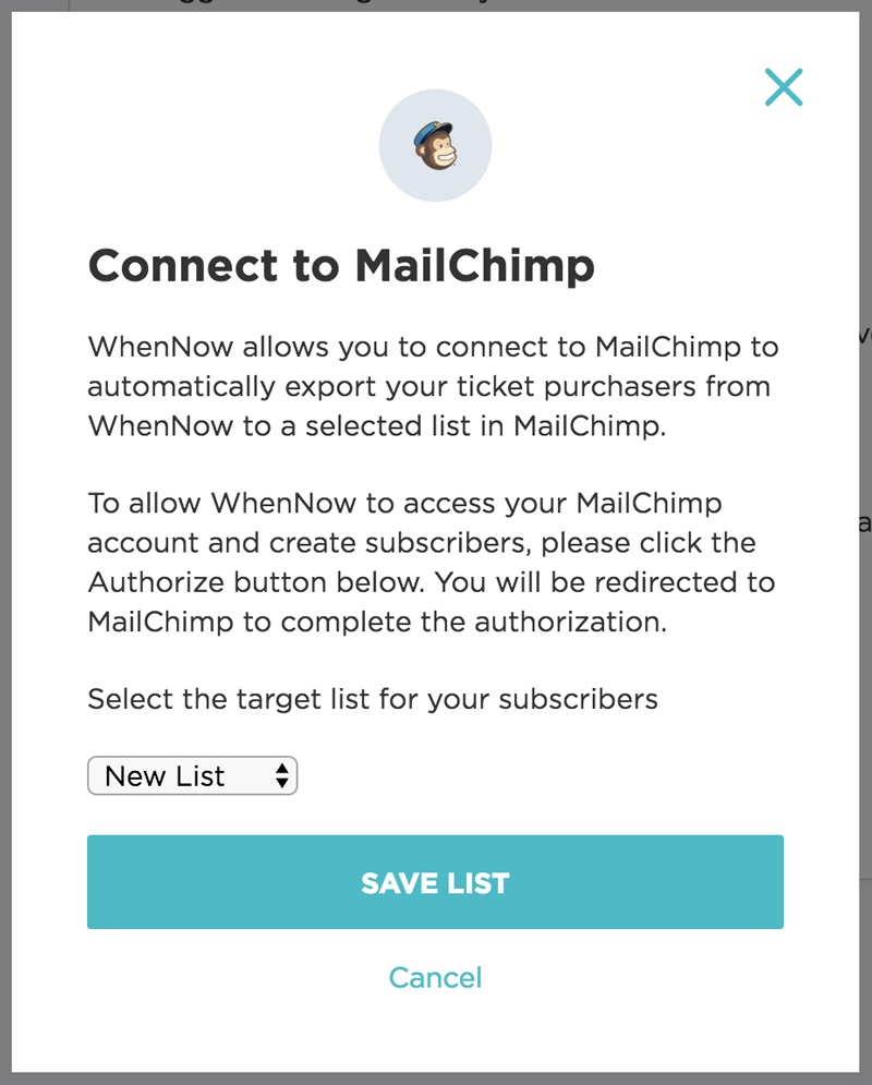 MailChimp List Selector Pop Up